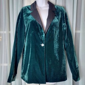 Crown & Ivy Emerald Velvet Tuxedo Blazer Jacket NWT Womens XS 90s Y2K Holiday